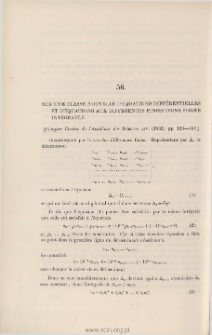 Sur une classe nouvelle d'équations différentielles et d'équations aux différences finies d'une forme intégrable