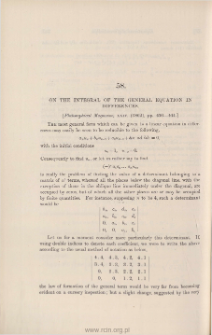 On the integral of the general equation in differences