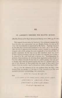 On Lambert's Theorem for Elliptic Motion