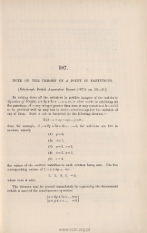 Note on the theory of a point in Partitions
