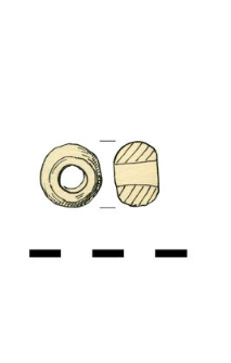 pink spindle whorl, slate