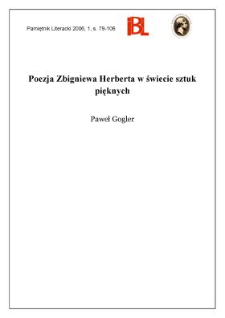 Poezja Zbigniewa Herberta w świecie sztuk pięknych