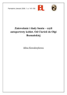 Zniewolenie i ślady buntu &ndash; czyli autoportrety kobiet. Od Claricii do Olgi Boznańskiej