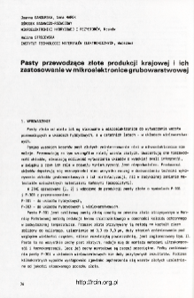 Pasty przewodzące złote produkcji krajowej i ich zastosowanie w mikroelektronice grubowarstwowej = Conductive gold compositions produced in Poland and application thereof in thick-film microelectronics