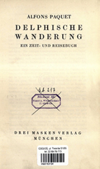 Delphische Wanderung : ein Zeit- und Reisebuch