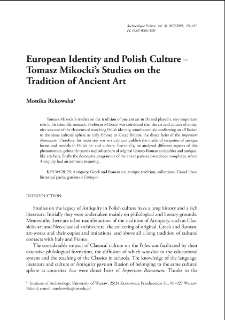European Identity and Polish Culture &ndash; Tomasz Mikocki&rsquo;s Studies on the Tradition of Ancient Art