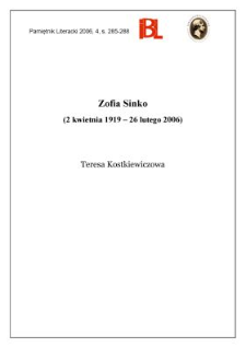 Zofia Sinko (2 kwietnia 1919 – 26 lutego 2006)