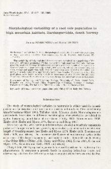 Morphological variability of a root vole population in high mountain habitats, Hardangervidda, South Norway