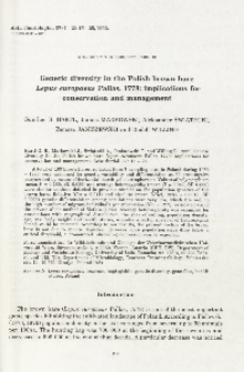 Studies on the European hare. 43. Genetic diversity in the Polish brown hare Lepus europaeus Pallas, 1778: implications for conservation and management