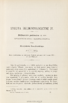 Studya helmintologiczne IV. Bilharzia polonica sp. nov.