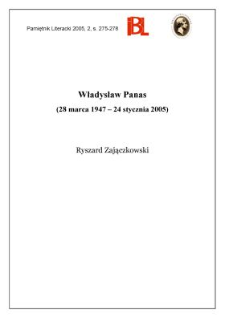 Władysław Panas (28 marca 1947 - 24 stycznia 2005)