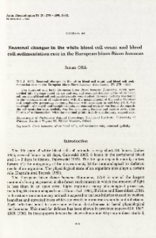 Bisoniana 108. Seasonal changes in the white blood cell count and blood cell sedimentation rate in the European bison Bison bonasus