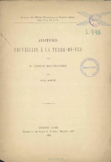 Arachnides recueillis à la Terre-De-Feu par M. Carlos Backhausen