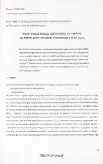 Weryfikacja modeli odporności na pękanie, na przykładzie ceramiki korundowej 99,5% Al2O3 = The vertification of toughness models of alumina