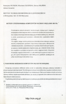Metody otrzymywania kompozyt&oacute;w wł&oacute;kno węglowe-metal = Carbon fibres - metal-composite