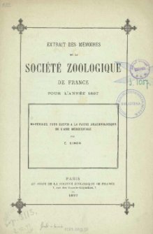 Mat&eacute;riaux pour servir a la faune arachnologique de l&rsquo;Asie M&eacute;ridionale