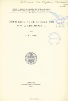 O nowej aberacyi Colias hyale L. = &Uuml;ber eine neue Aberration von Colias hyale L.