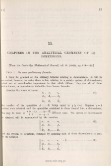 Chapters in the Analytical Geometry of ( n ) Dimensions