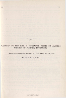 Remarks on the Rev. B. Bronwin's paper on Jacobi's Theory of Elliptic Functions