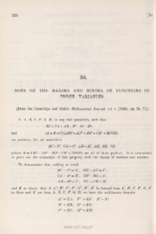 Note on the Maxima and Minima of Functions of Three Variables