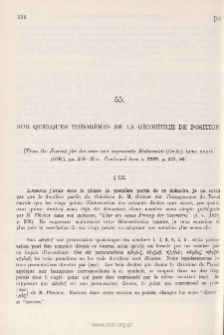 Sur quelques Th&eacute;or&egrave;mes de la G&eacute;om&eacute;trie de Position