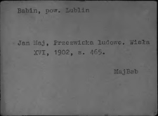 Przezwiska i przydomki ludowe XIX i XX w.; Alfabetyczny wykaz miejscowości ze źr&oacute;deł drukowanych