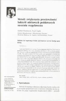 Methods for improving of lactic acid bacteria survival during spray drying