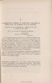 A constructive theory of partitions, arranged in three acts, an interact and an exodion