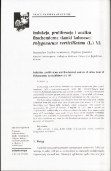 Indukcja, proliferacja i analiza fltochemiczna tkanki kalusowej Polygonatum verticillatum (L.) Ali.