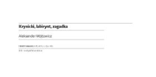 Krynicki, labirynt, zagadka
