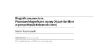 Biograficzne punctum. Pisarstwo biograficzne Joanny Olczak-Ronikier w perspektywie tożsamościowej