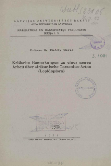 Kritische Bemerkungen zu einer neuen Arbeit &uuml;ber afrikanische Teracolus-Arten (Lepidoptera)