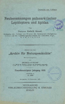 Neubenennungen palaearktischer Lepidoptera und Apidae