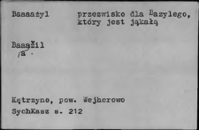 Przezwiska i przydomki ludowe XIX i XX w.; B