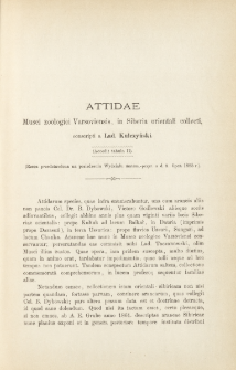 Attidae Musei zoologici Varsoviensis, in Siberia orientali collecti