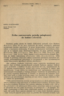 Pr&oacute;ba zastosowania metody pułapkowej do badań Collembola