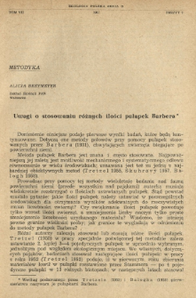Uwagi o stosowaniu r&oacute;żnych ilości pułapek Barbera