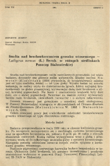 Studia nad brodawkowaniem groszku wiosennego - Lathyrus vernus (L.) Bernh. w różnych siedliskach Puszczy Białowieskiej