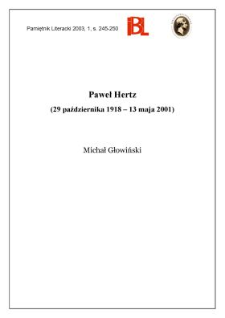 Paweł Hertz (29 października 1918 - 13 maja 2001)