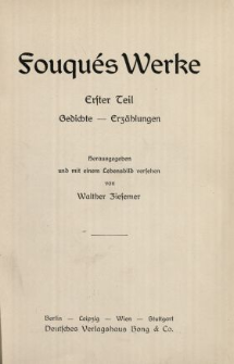 Fouqués Werke : Gedichte ; Erzählungen. T. 1