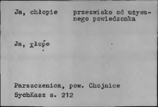 Przezwiska i przydomki ludowe XIX i XX w.; J