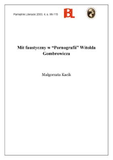 Mit fantastyczny w "Pornografii" Witolda Gombrowicza