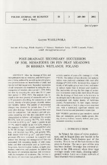 Post-drainage secondary succession of soil nematodes on fen peat meadows in Biebrza Wetlands, Poland