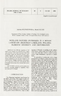 Wetland patches (potholes) in a mosaic landscape (Masurian Lakeland, Poland): floristic diversity and disturbance