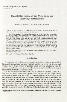 Digestibility studies of the White-tailed rat Mystromys albicaudatus