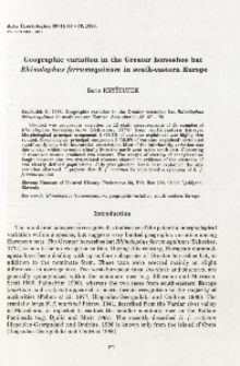 Geographic variation in the Greater horseshoe bat Rhinolophus ferrumequinum in south-eastern Europe