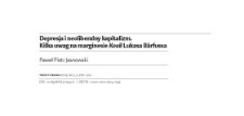 Depresja i neoliberalny kapitalizm. Kilka uwag na marginesie Koali Lukasa Bärfussa