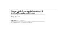 Etyczny i teologiczny wymiar hermeneutyki (według Michała Januszkiewicza)
