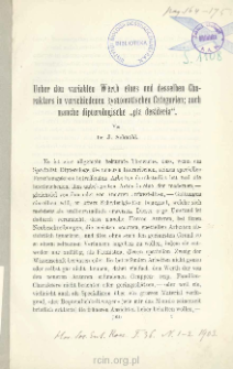 Ueber den variablen Werth eines und desselben Charakters in verschiedenen systematischen Categorien; auch manche dipterologische &bdquo;pia desideria"