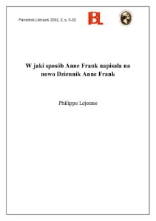 W jaki sposób Anne Frank napisała na nowo Dziennik Anne Frank